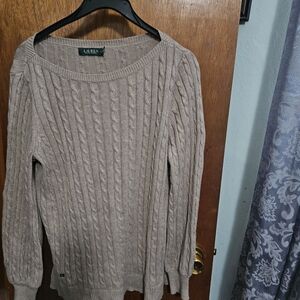 Ralph Lauren Women's Cable Knit Sweater - Tan Size Large